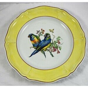 Mottahedeh Aviary Birds Charger Platter Yellow Parakeet Italy Chop Plate 12 5/8"